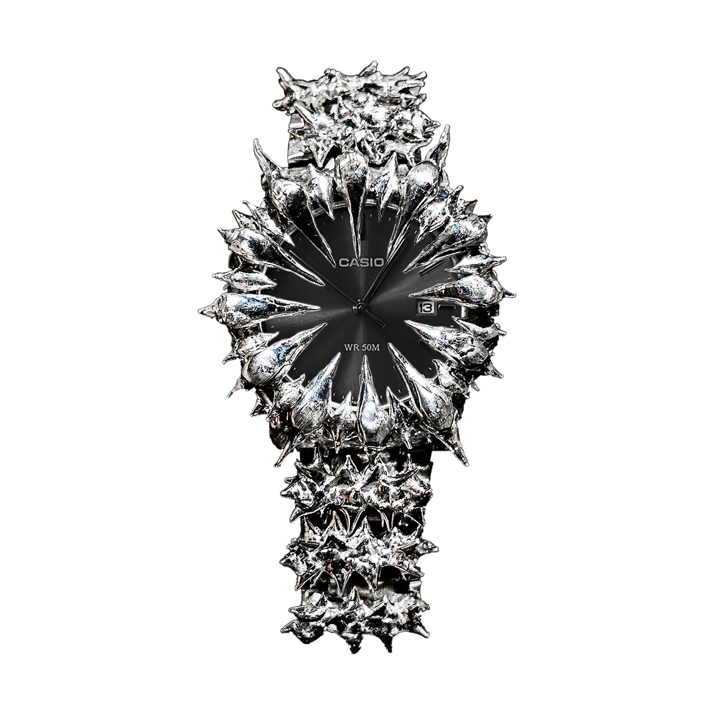 Black & Chrome Spiked Watch (Pre-Made)