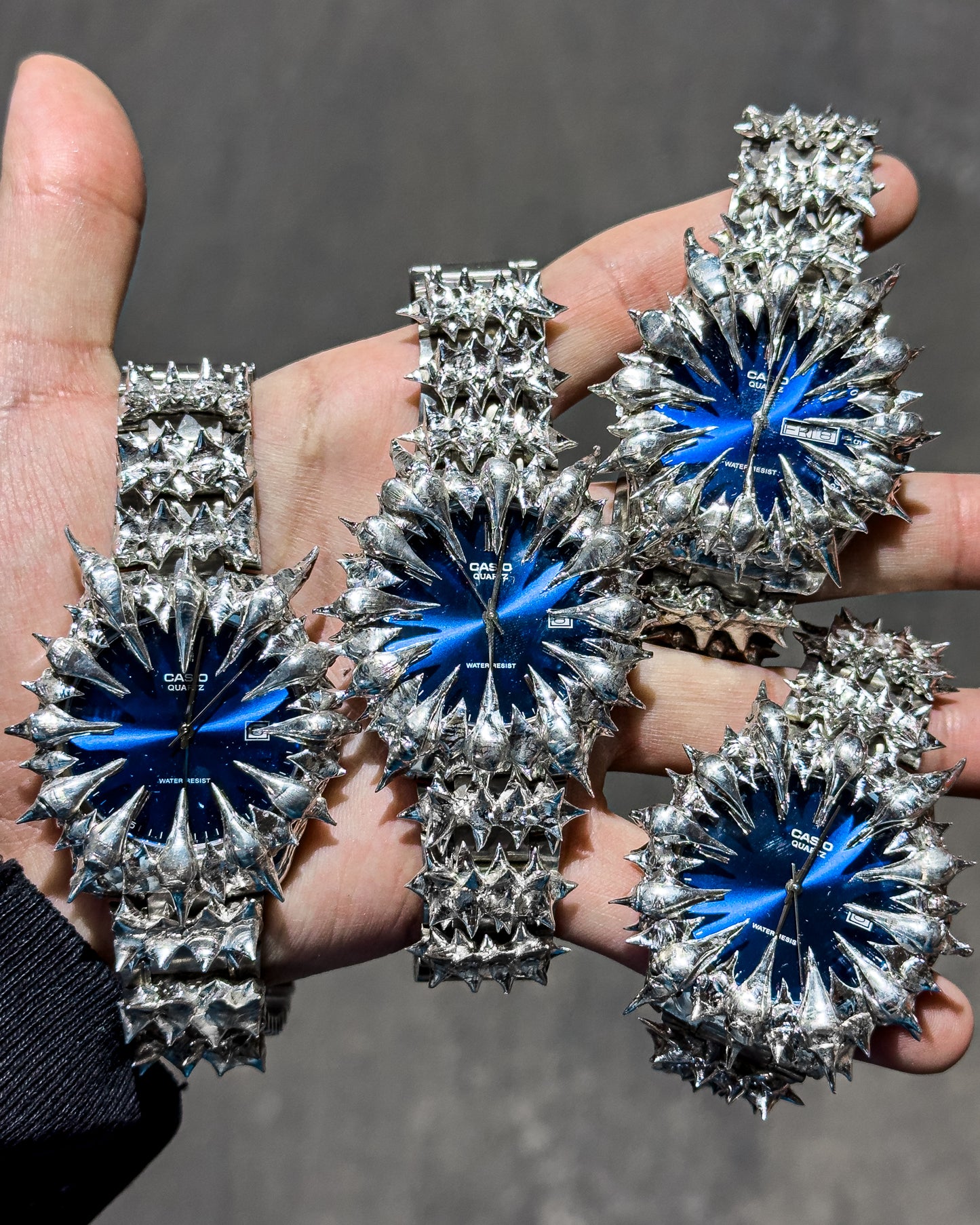 Blue Sapphire Spiked Watch (Pre-Made)