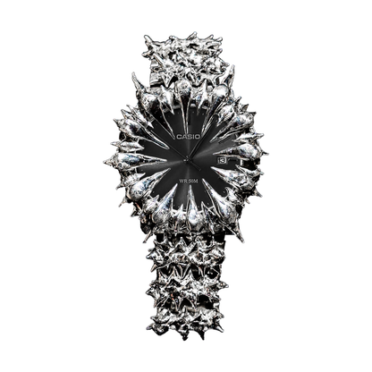 Black & Chrome Spiked Watch (Pre-Made)