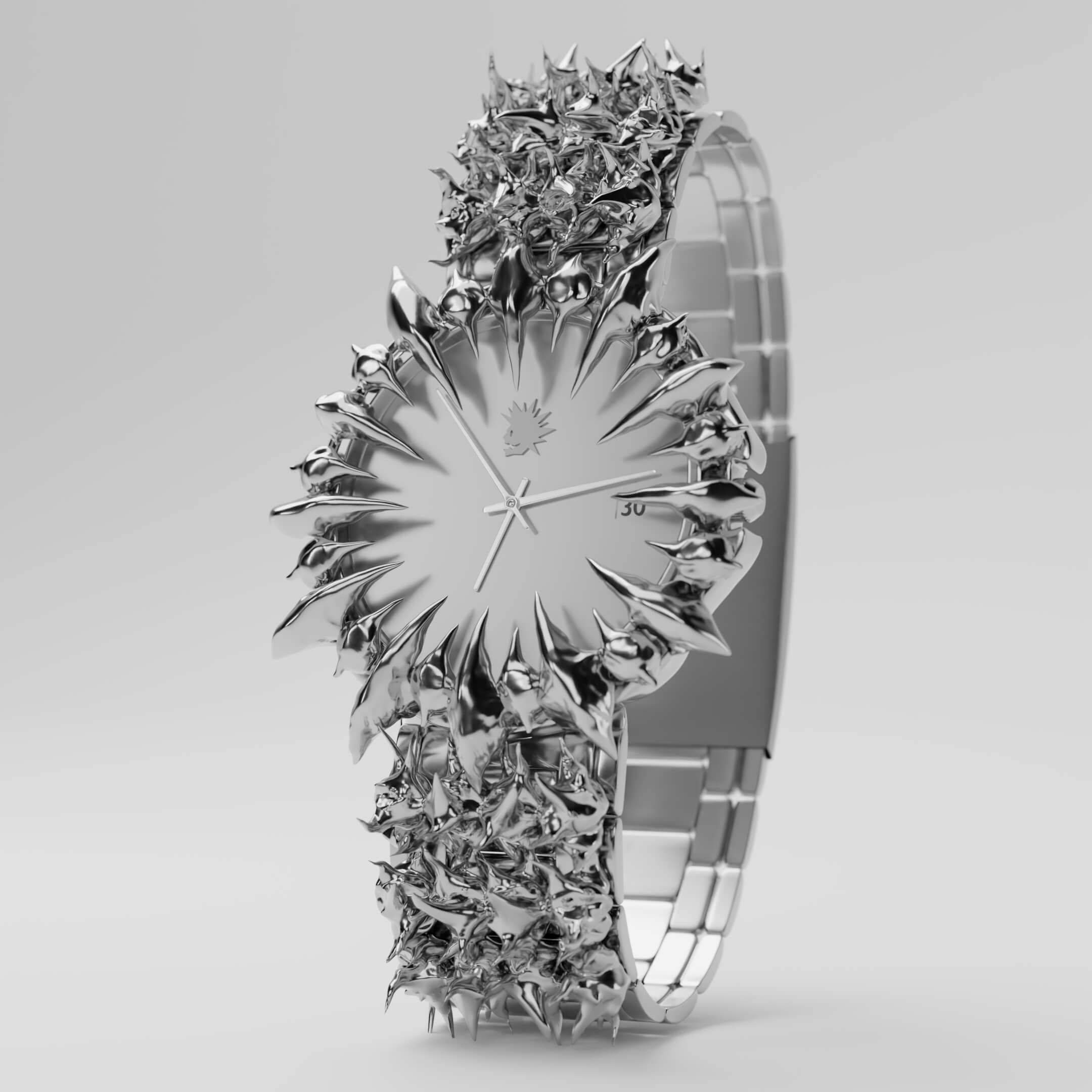 Silver Ice Spiked Watch