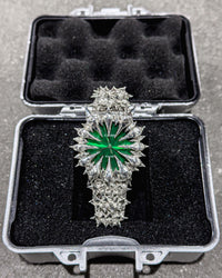 Green Emerald Spiked Watch (Pre-Made)