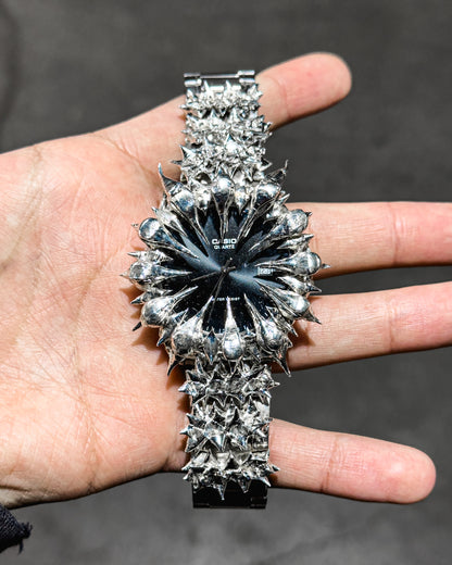 Black & Chrome Spiked Watch (Pre-Made)